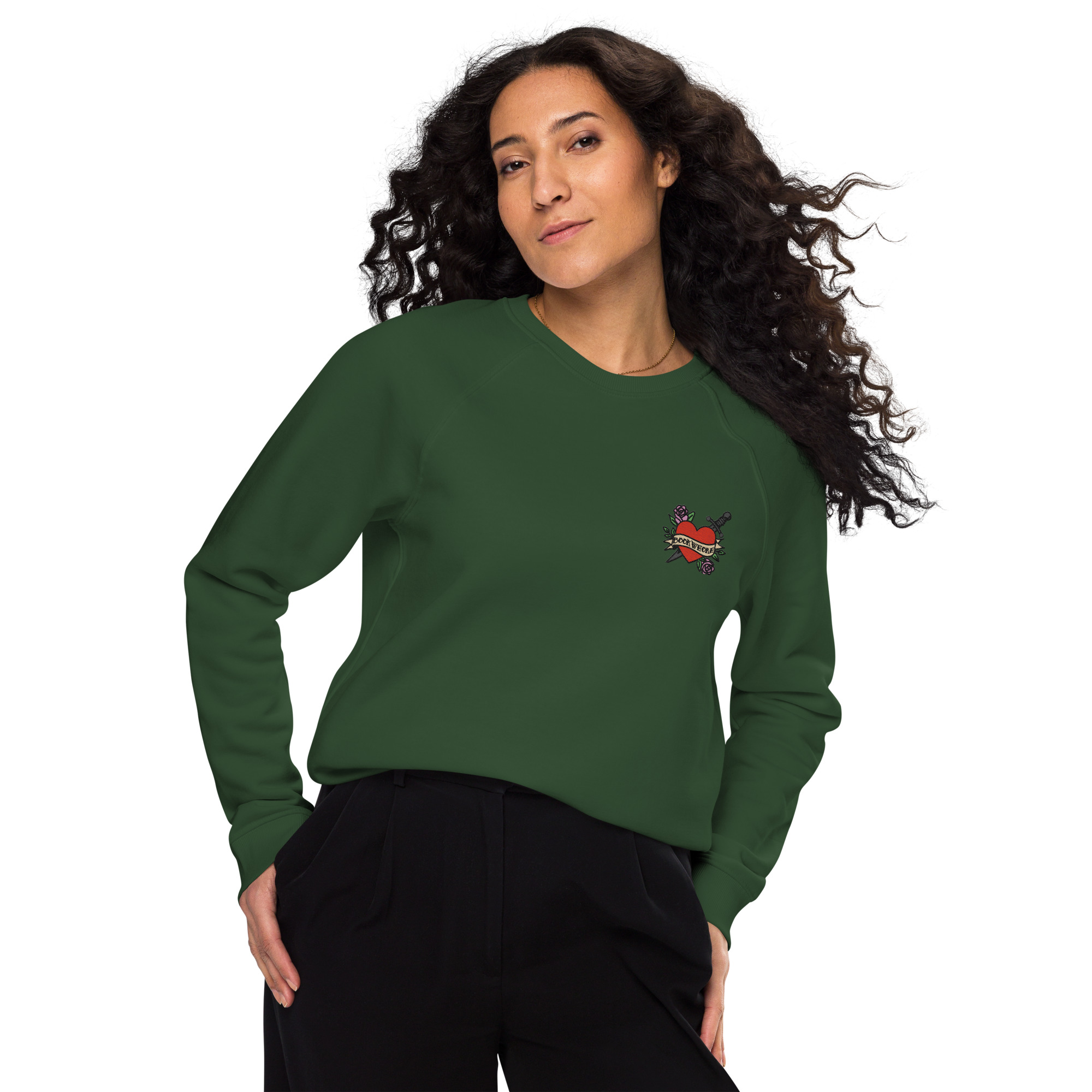 Bookwhore - Unisex organic raglan sweatshirt - Image 5