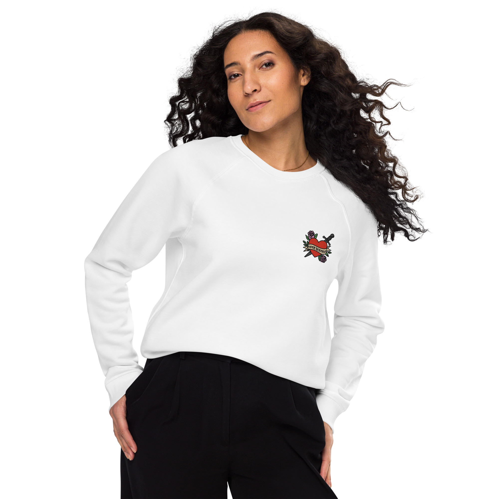 Bookwhore - Unisex organic raglan sweatshirt - Image 7
